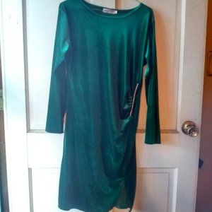 Unworn Green Faux Velvet Dress